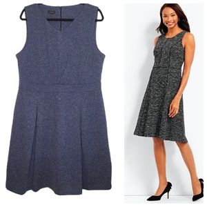 Talbots Blue Sleeveless Tweed Fit & Flare Dress XL